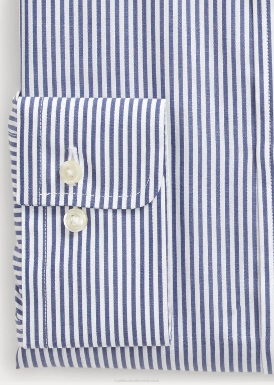marineblå/hvid Mænd Ralph Lauren slim fit stribet poplinskjorte Z426B1088