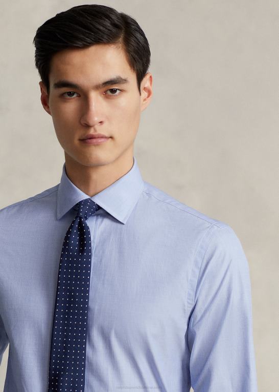 middelhavsblå Mænd Ralph Lauren slim fit poplin skjorte Z426B542