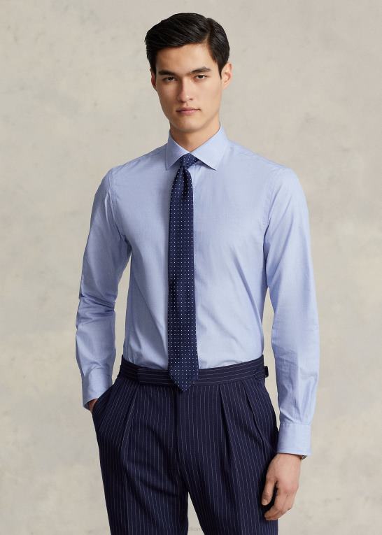 middelhavsblå Mænd Ralph Lauren slim fit poplin skjorte Z426B542