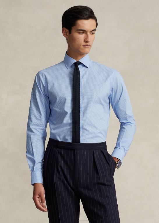 mini blå/hvid Mænd Ralph Lauren gingham let pleje stretch poplin skjorte - alle passer Z426B1033