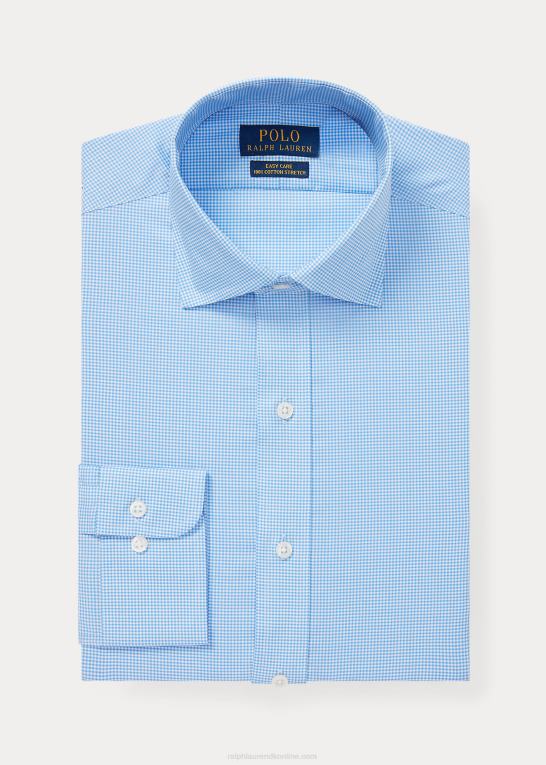 mini blå/hvid Mænd Ralph Lauren gingham let pleje stretch poplin skjorte - alle passer Z426B1033