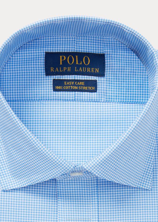 mini blå/hvid Mænd Ralph Lauren gingham let pleje stretch poplin skjorte - alle passer Z426B1033