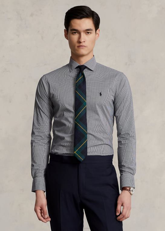 mini sort/hvid Mænd Ralph Lauren custom fit poplin skjorte Z426B1037