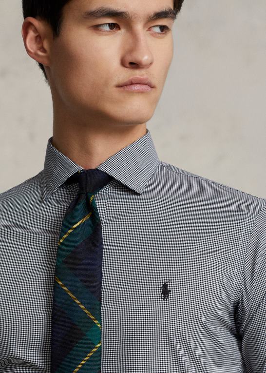 mini sort/hvid Mænd Ralph Lauren custom fit poplin skjorte Z426B1037
