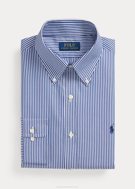 royal/hvid Mænd Ralph Lauren slim fit stribet poplinskjorte Z426B378