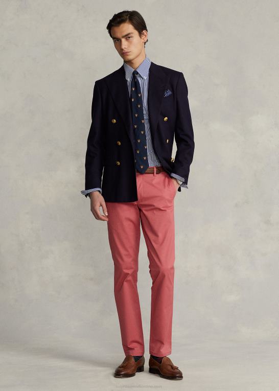 royal/hvid Mænd Ralph Lauren slim fit stribet poplinskjorte Z426B378