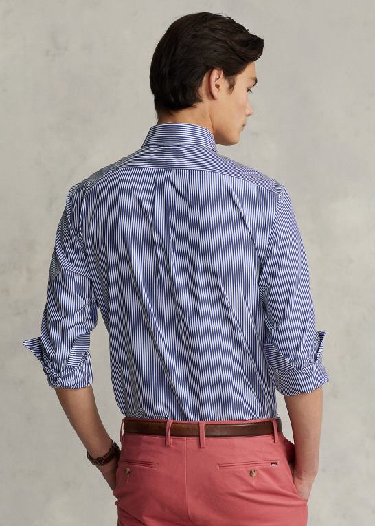 royal/hvid Mænd Ralph Lauren slim fit stribet poplinskjorte Z426B378