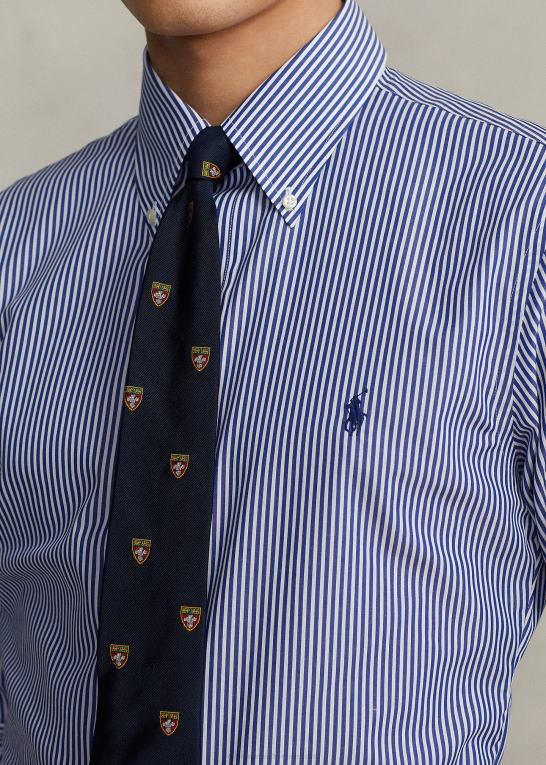 royal/hvid Mænd Ralph Lauren slim fit stribet poplinskjorte Z426B378