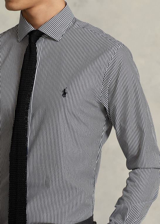 sort/hvid Mænd Ralph Lauren slim fit stribet poplinskjorte Z426B1089