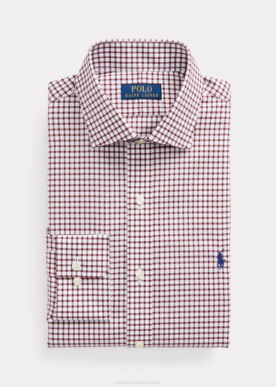 vin/hvid Mænd Ralph Lauren ternet poplinskjorte i slim pasform Z426B744
