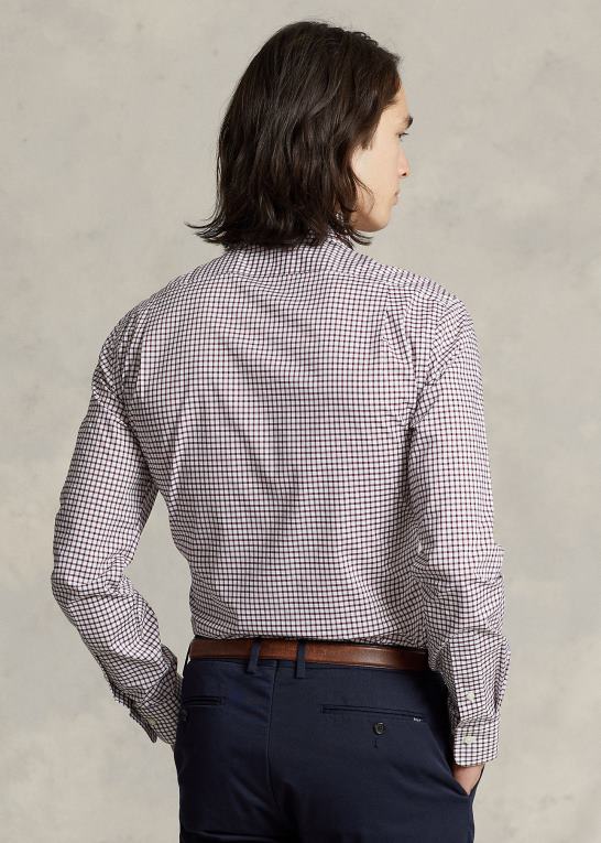 vin/hvid Mænd Ralph Lauren ternet poplinskjorte i slim pasform Z426B744
