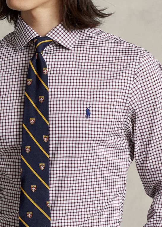 vin/hvid Mænd Ralph Lauren ternet poplinskjorte i slim pasform Z426B744