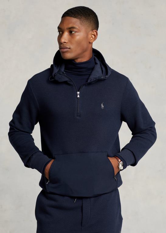 Mænd Ralph Lauren hybrid hættetrøje med kvart lynlås Z426B1156