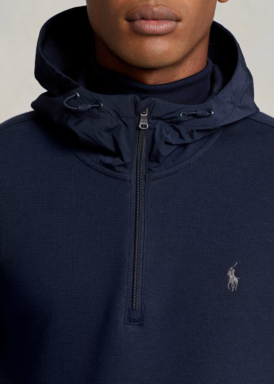 Mænd Ralph Lauren hybrid hættetrøje med kvart lynlås Z426B1156