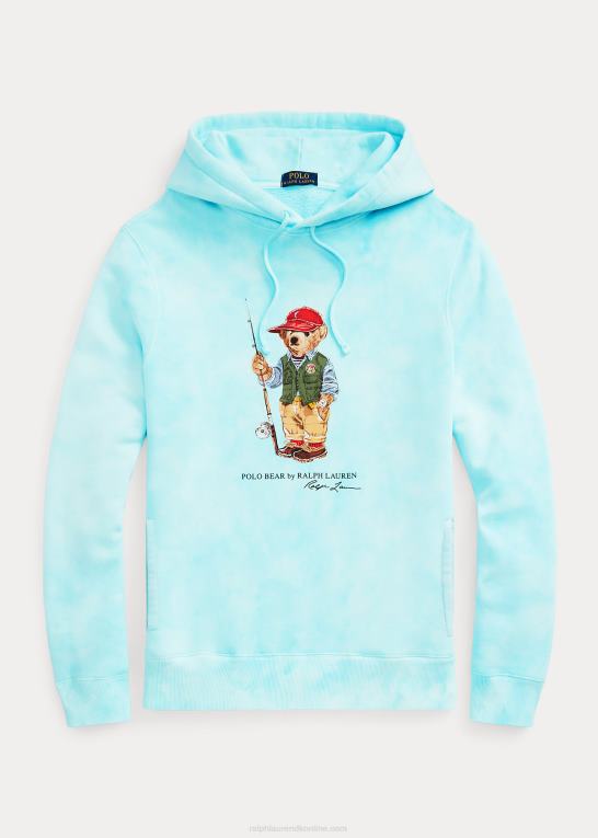 ø aqua Mænd Ralph Lauren polo bear tie-dye fleece hættetrøje Z426B1069