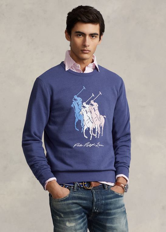 bådehus flåde Mænd Ralph Lauren stor pony fleece sweatshirt Z426B1014