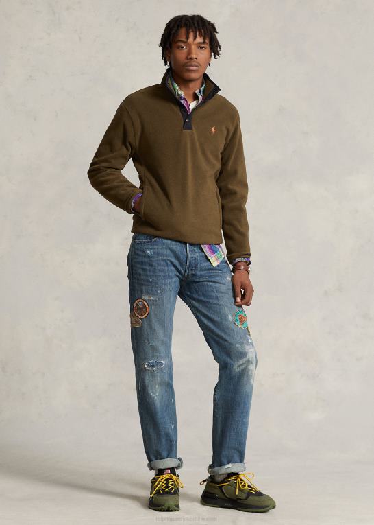 baldakin oliven Mænd Ralph Lauren mockneck pullover i børstet fleece Z426B8665