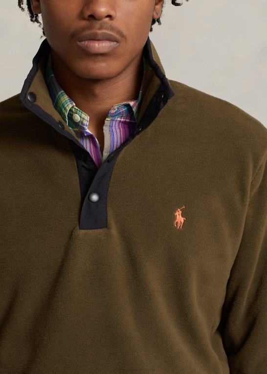 baldakin oliven Mænd Ralph Lauren mockneck pullover i børstet fleece Z426B8665