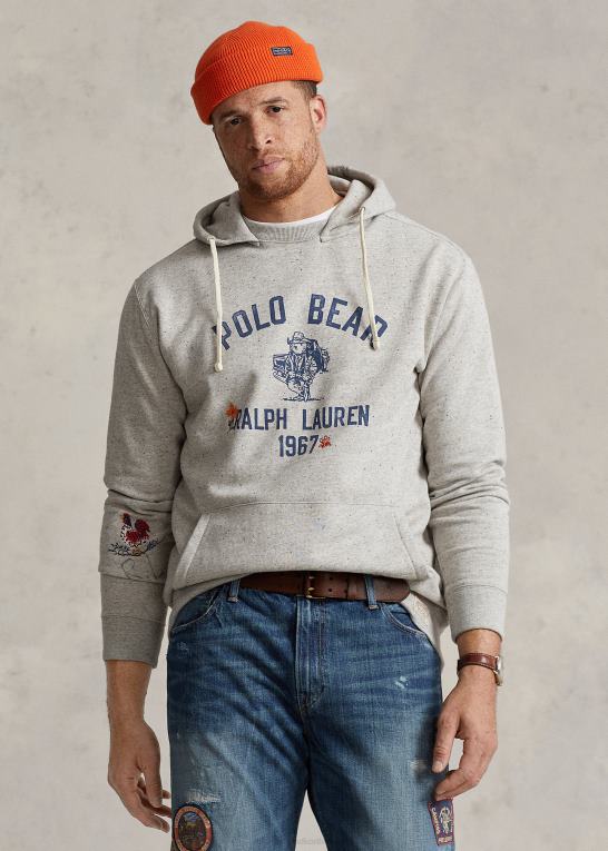 brooklyn/mørk årgang Mænd Ralph Lauren polo bear fleece hættetrøje Z426B1361