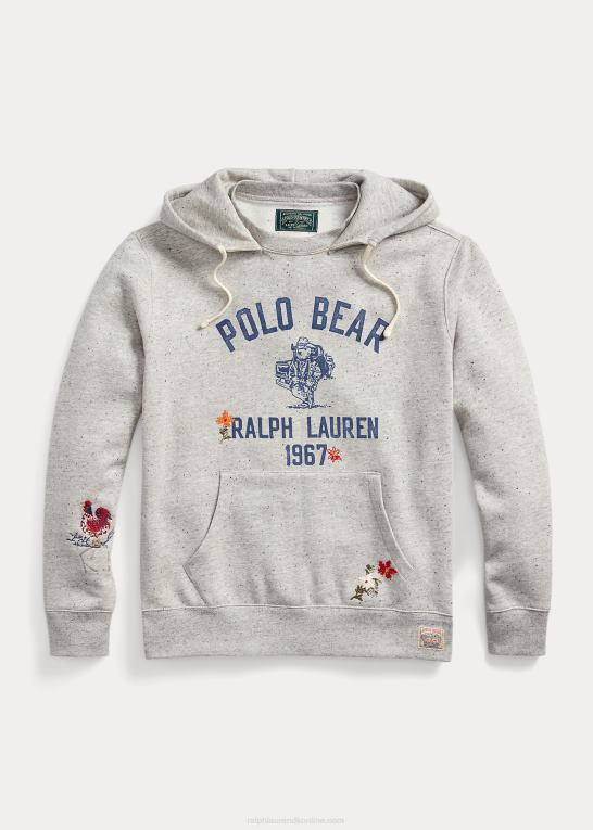 brooklyn/mørk årgang Mænd Ralph Lauren polo bear fleece hættetrøje Z426B1361