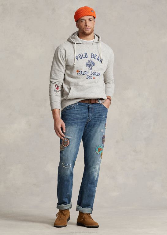 brooklyn/mørk årgang Mænd Ralph Lauren polo bear fleece hættetrøje Z426B1361