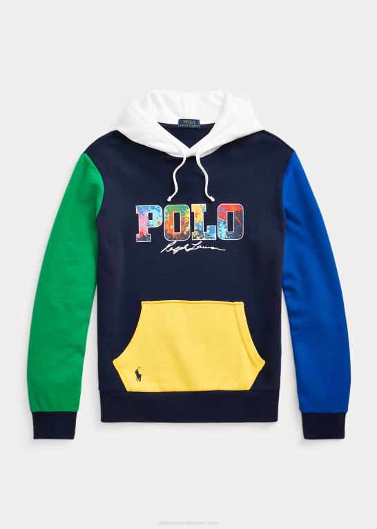 cruise navy multi Mænd Ralph Lauren logo farveblokeret fleece hættetrøje Z426B1250