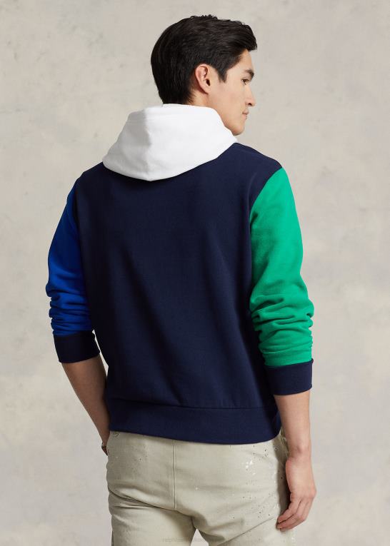 cruise navy multi Mænd Ralph Lauren logo farveblokeret fleece hættetrøje Z426B1250