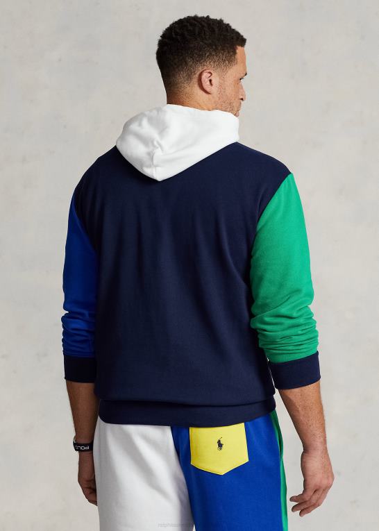 cruise navy multi Mænd Ralph Lauren logo farveblokeret fleece hættetrøje Z426B1672