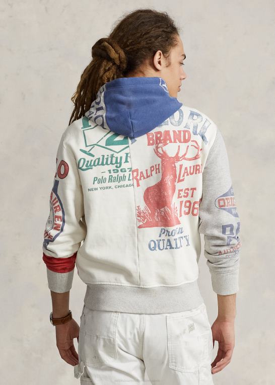deckwash hvid multi Mænd Ralph Lauren patchwork fleece grafisk hættetrøje Z426B8499