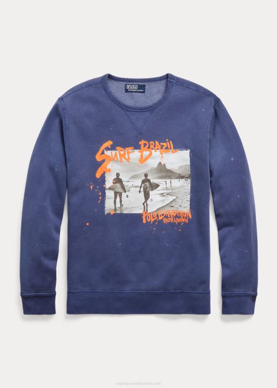 delta blå Mænd Ralph Lauren fleece grafisk sweatshirt Z426B1200