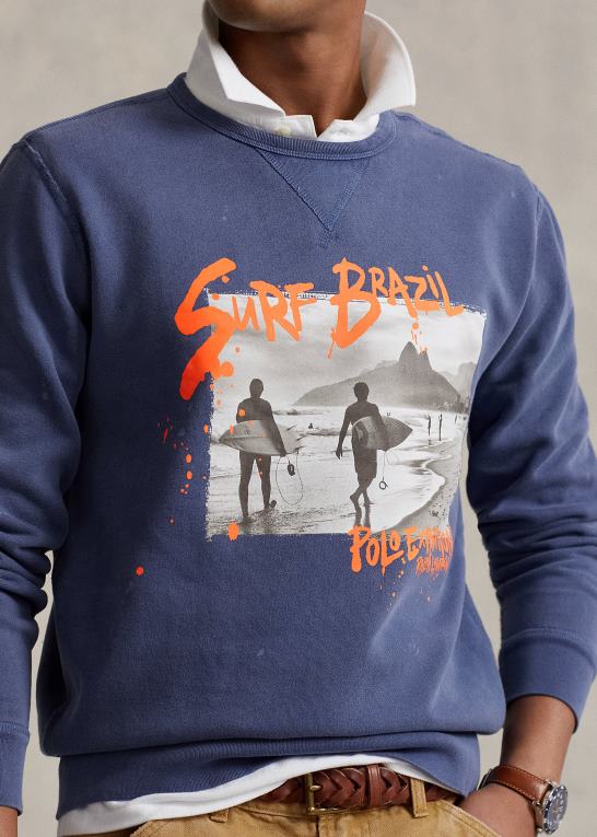 delta blå Mænd Ralph Lauren fleece grafisk sweatshirt Z426B1200