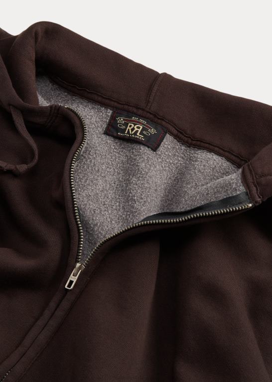 falmet sort Mænd Ralph Lauren fleece hættetrøje med fuld lynlås Z426B1743
