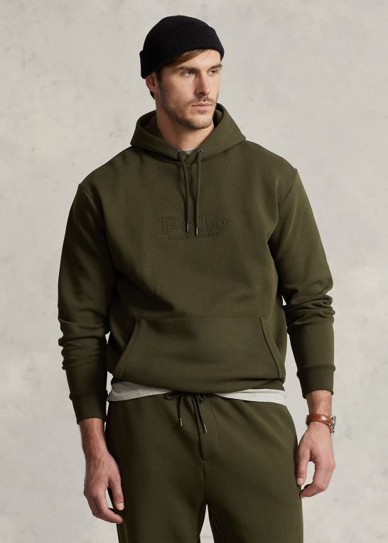 firma oliven Mænd Ralph Lauren logo-præget dobbeltstrikket hættetrøje Z426B1379