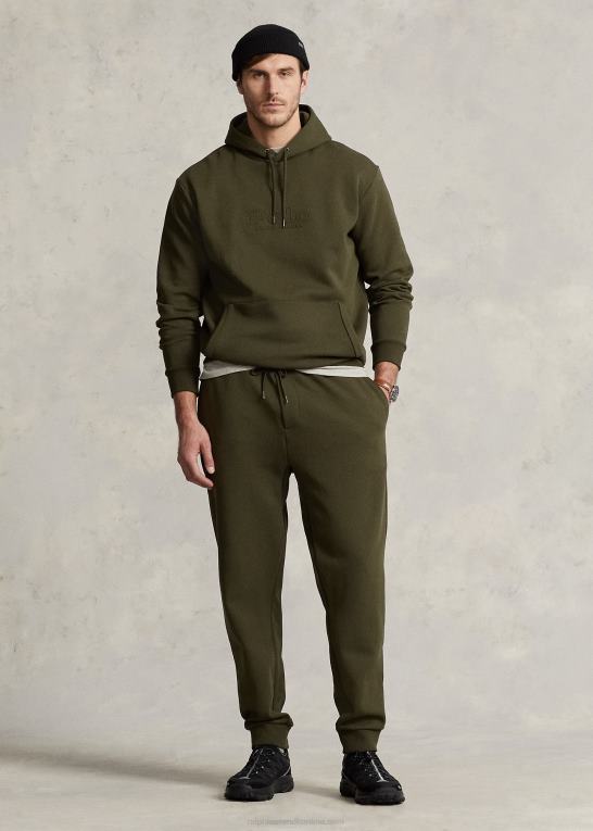 firma oliven Mænd Ralph Lauren logo-præget dobbeltstrikket hættetrøje Z426B1379