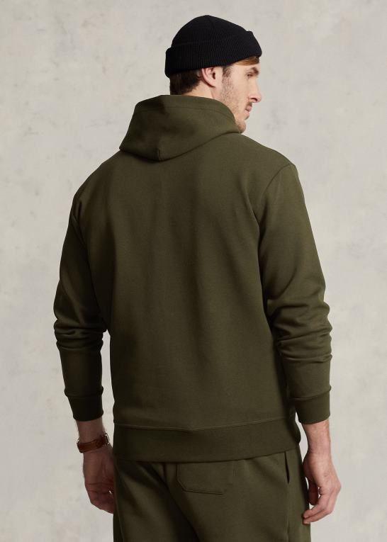 firma oliven Mænd Ralph Lauren logo-præget dobbeltstrikket hættetrøje Z426B1379