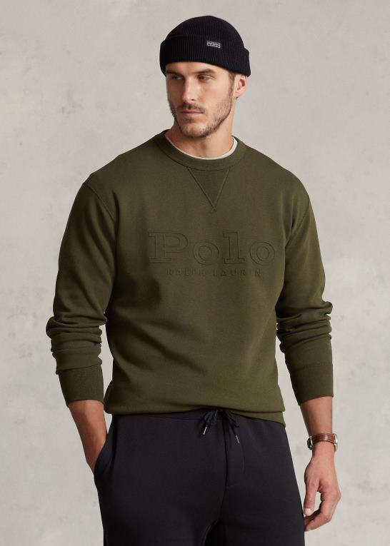 firma oliven Mænd Ralph Lauren logo-præget dobbeltstrikket sweatshirt Z426B1396