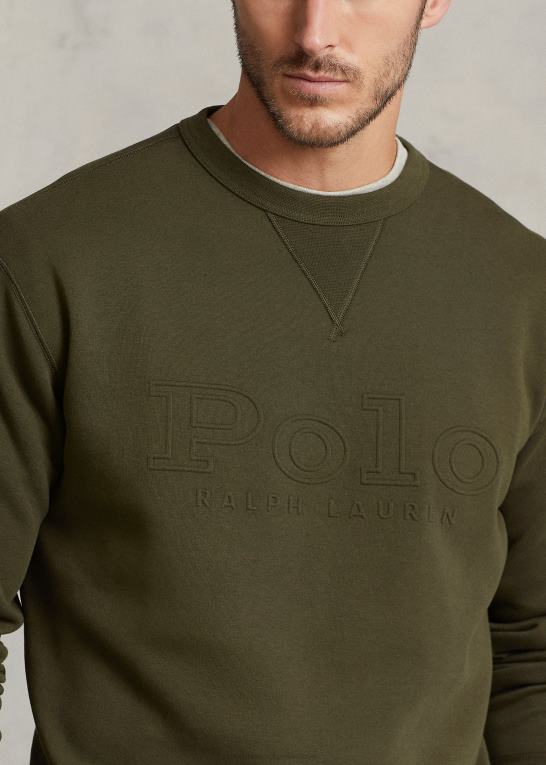 firma oliven Mænd Ralph Lauren logo-præget dobbeltstrikket sweatshirt Z426B1396
