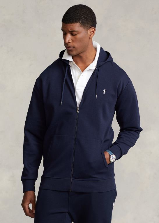 flyverflåde Mænd Ralph Lauren dobbeltstrikket hættetrøje med fuld lynlås Z426B1607