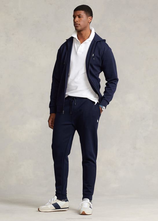 flyverflåde Mænd Ralph Lauren dobbeltstrikket hættetrøje med fuld lynlås Z426B1607