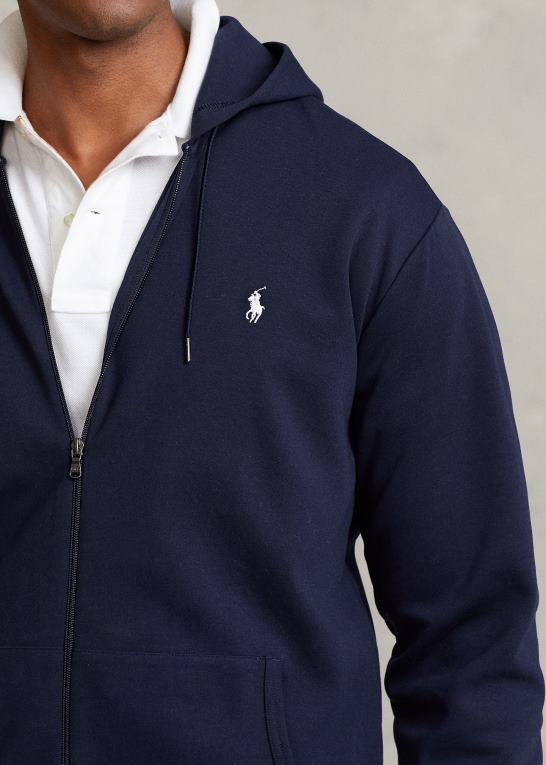 flyverflåde Mænd Ralph Lauren dobbeltstrikket hættetrøje med fuld lynlås Z426B1607