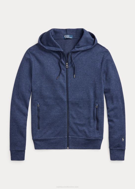 forårsflådelyng Mænd Ralph Lauren dobbeltstrikket hættetrøje med fuld lynlås Z426B8607