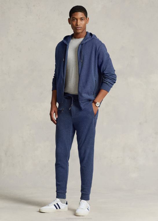 forårsflådelyng Mænd Ralph Lauren dobbeltstrikket hættetrøje med fuld lynlås Z426B8607