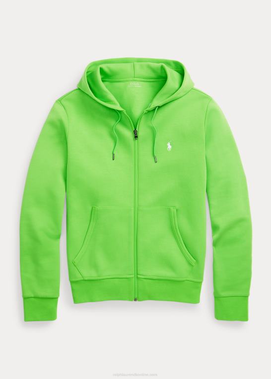 galakse grøn Mænd Ralph Lauren dobbeltstrikket hættetrøje med fuld lynlås Z426B1611