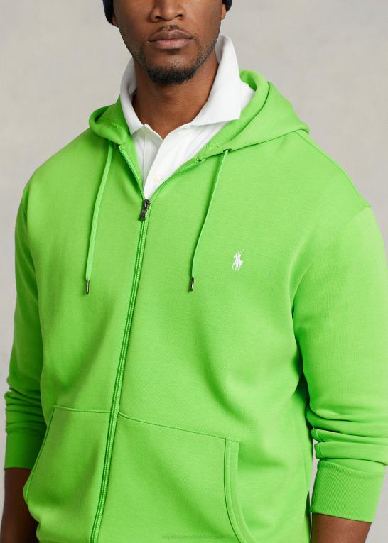 galakse grøn Mænd Ralph Lauren dobbeltstrikket hættetrøje med fuld lynlås Z426B1611