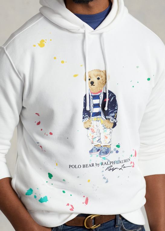 hvid butiksbjørn Mænd Ralph Lauren polo bear fleece hættetrøje Z426B1663