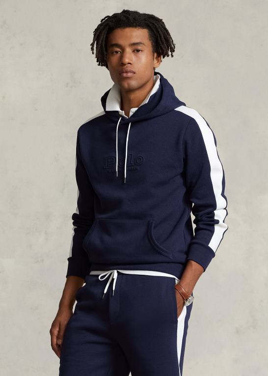 krydstogtflåde Mænd Ralph Lauren dobbeltstrikket hættetrøje i mesh med logo Z426B1128