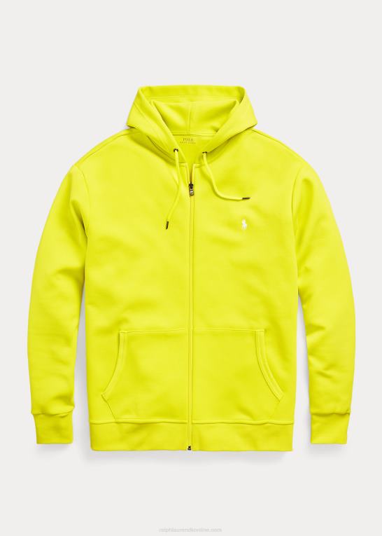 laser gul Mænd Ralph Lauren dobbeltstrikket hættetrøje med fuld lynlås Z426B1610