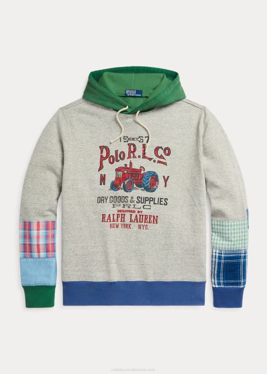 loftlyng Mænd Ralph Lauren patchwork fleece grafisk hættetrøje Z426B103