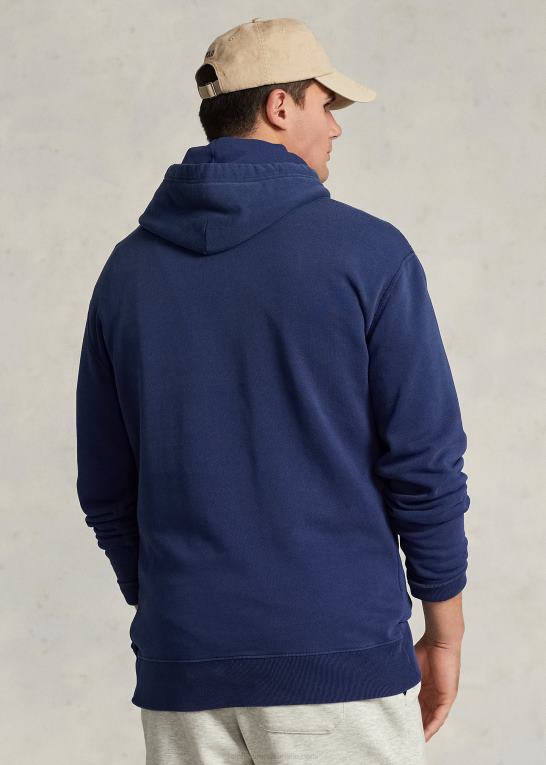 mørk kobolt Mænd Ralph Lauren logo fleece hættetrøje Z426B1645