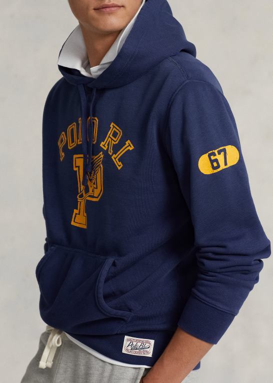mørk kobolt Mænd Ralph Lauren logo fleece hættetrøje Z426B843
